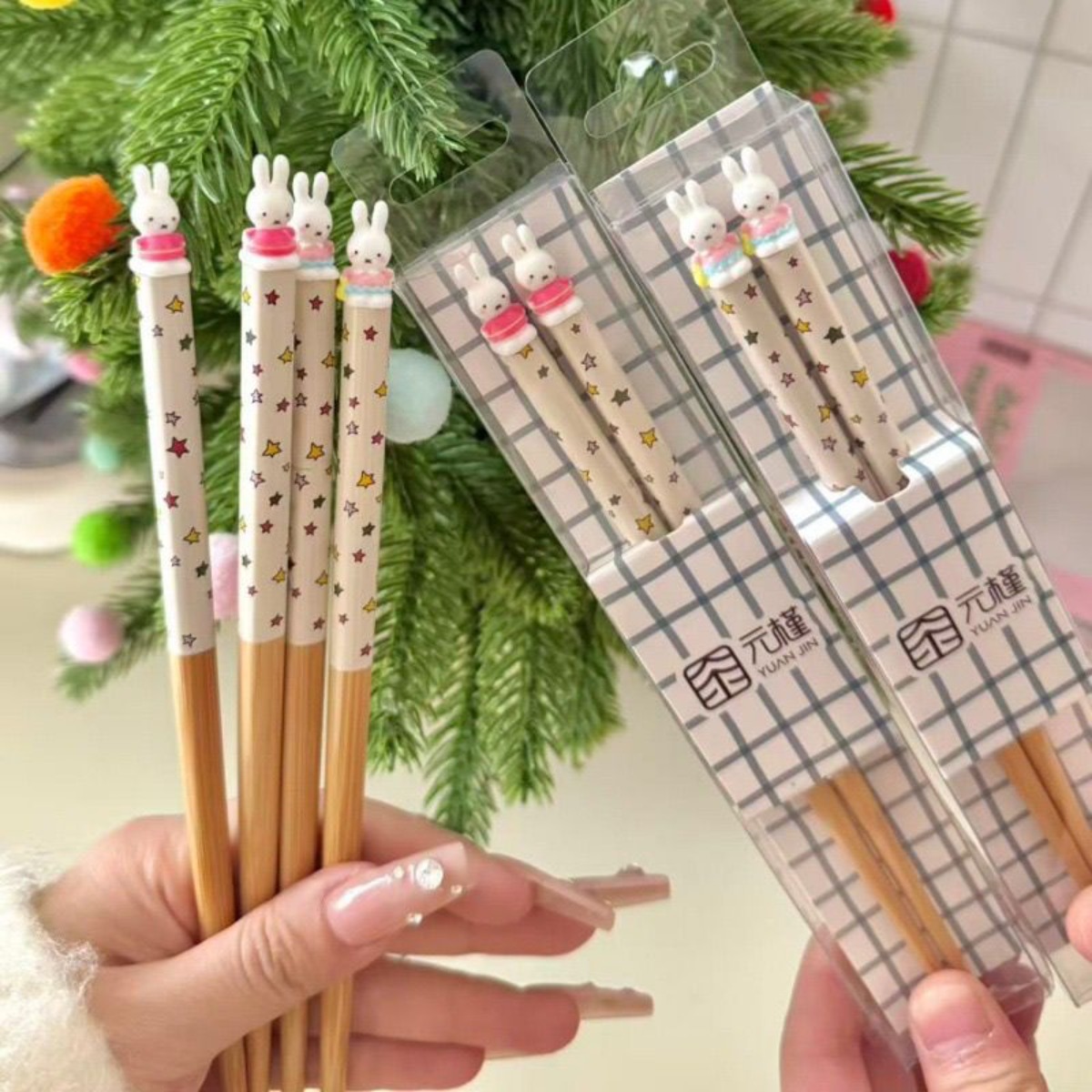 Woodworking Ideas - Kawaii Miffy Rabbit Essstäbchen, niedlicher Cartoon,