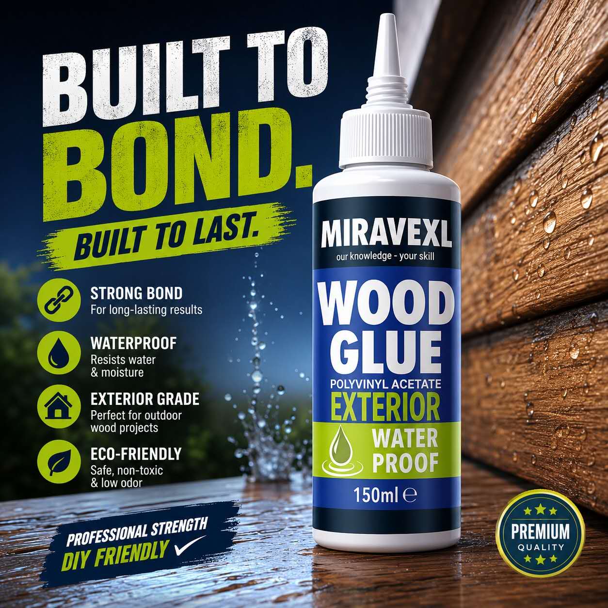 Woodworking Quick Glue - Schnell trocknender Holzkleber, hochfester Flüssigklebstoff für